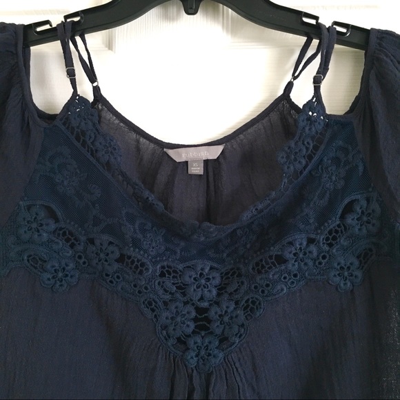 NORDSTROM Rubbish Blue Crochet Cold Shoulder Top - Picture 7 of 8